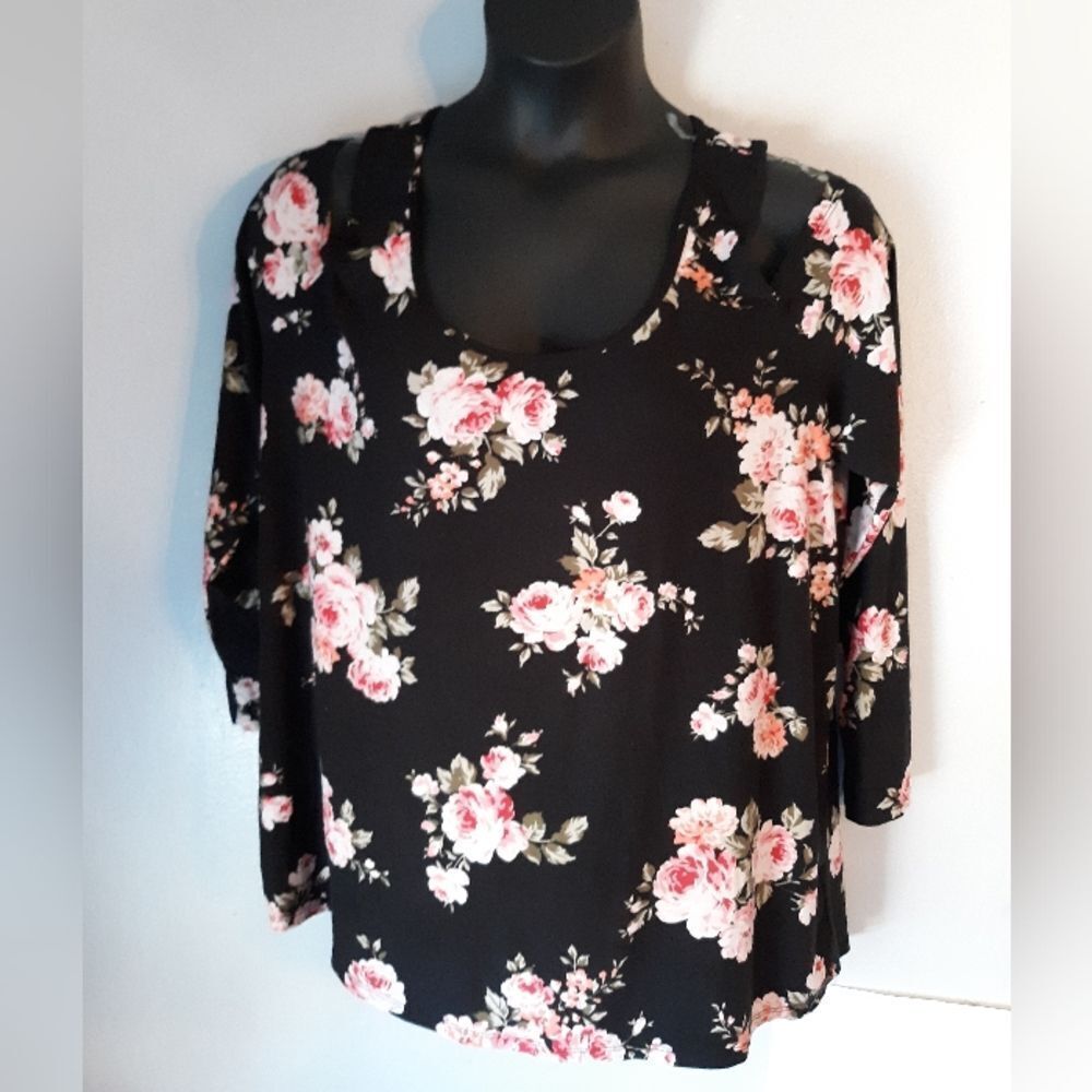 Eye Candy black floral cold shoulder blouse